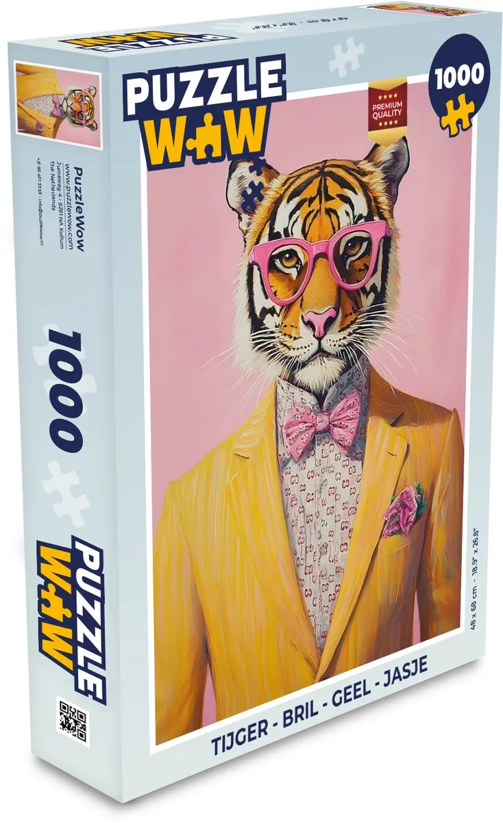 PuzzleWow Tijger Legpuzzel 1000 Stuks - Geel