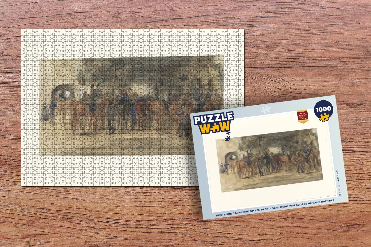 PuzzleWow Legpuzzel Rustende cavalerie George Hendrik Breitner 1000 Stuks - Multicolor