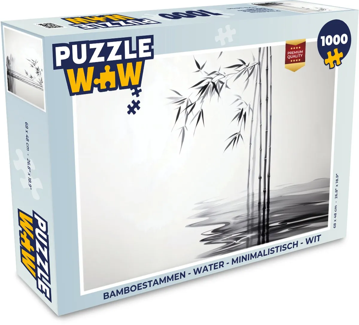 PuzzleWow Bamboestammen Water Legpuzzel 1000 Stuks - Wit