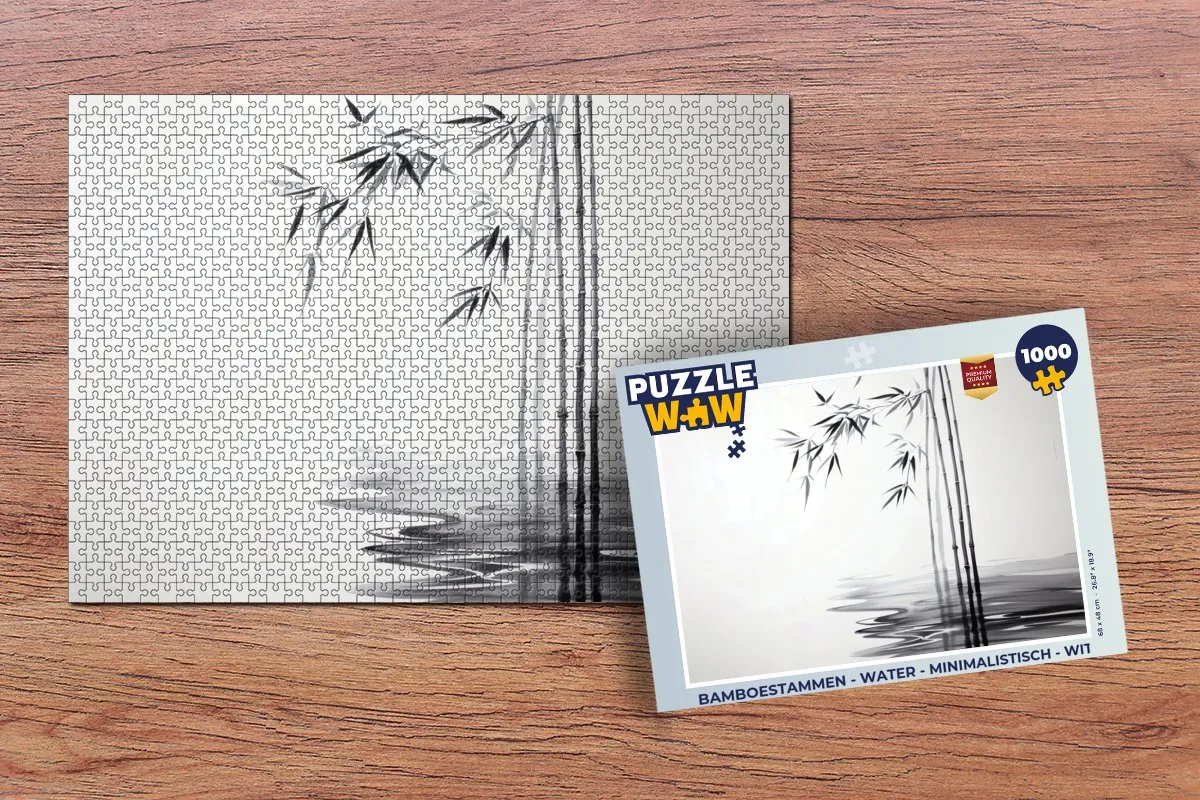 PuzzleWow Bamboestammen Water Legpuzzel 1000 Stuks - Wit