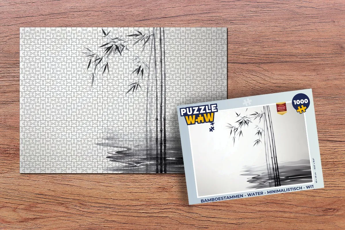 PuzzleWow Bamboestammen Water Legpuzzel 1000 Stuks - Wit