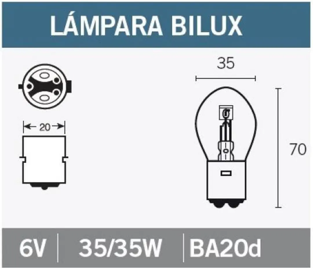 10 Tecnium lampen 6V 35/35W BA20d lampvoet Nieuw voor motoren, scooters en tweew