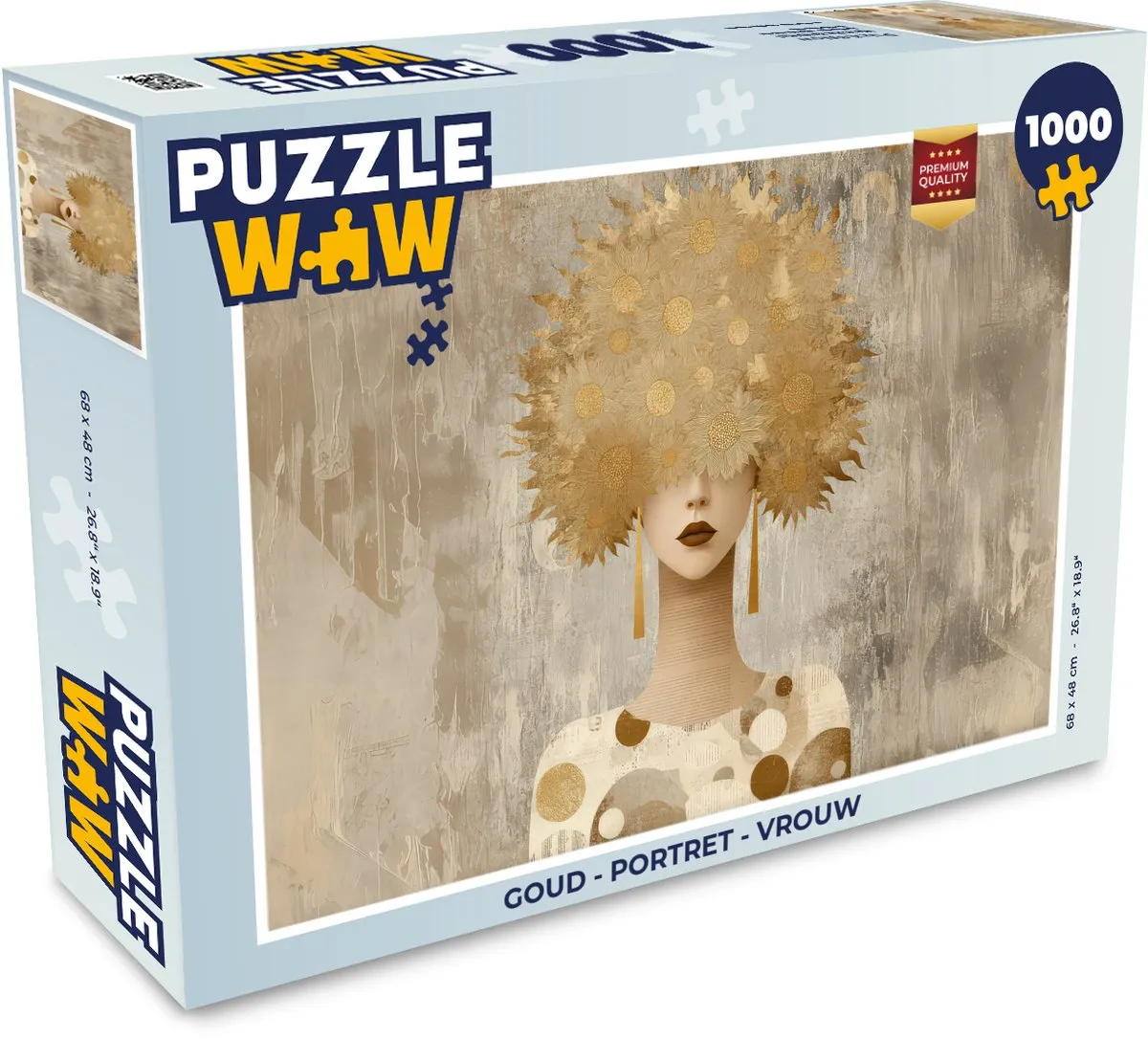 PuzzleWow Portret Puzzle 1000 Stuks - Goud