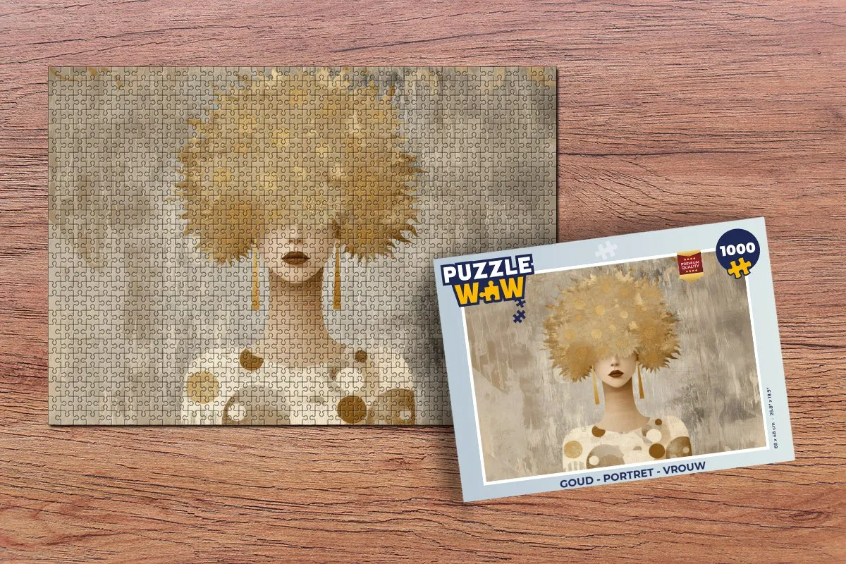PuzzleWow Portret Puzzle 1000 Stuks - Goud