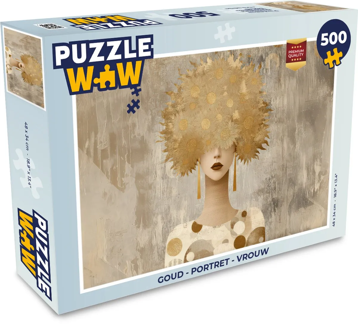 PuzzleWow Portret Puzzle 1000 Stuks - Goud