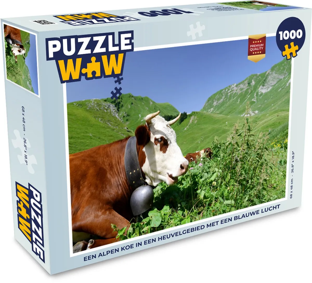 PuzzleWow Legpuzzel Koe - Planten - Berg 1000 Stuks - Multicolor