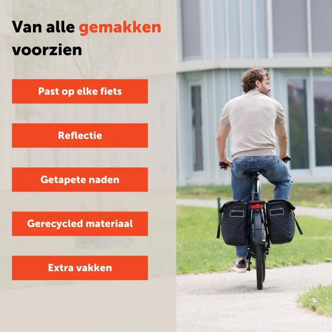 New Looxs Leeds Double Dubbele Fietstas 38L - Zwart - afbeelding 2 van 6