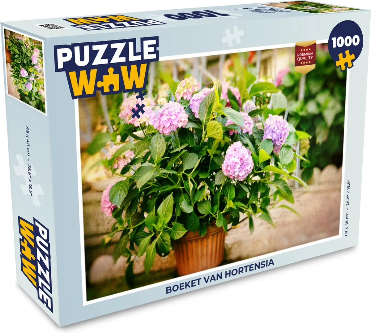 PuzzleWow Boeket van Hortensia Legpuzzel 1000 Stuks - Multicolor