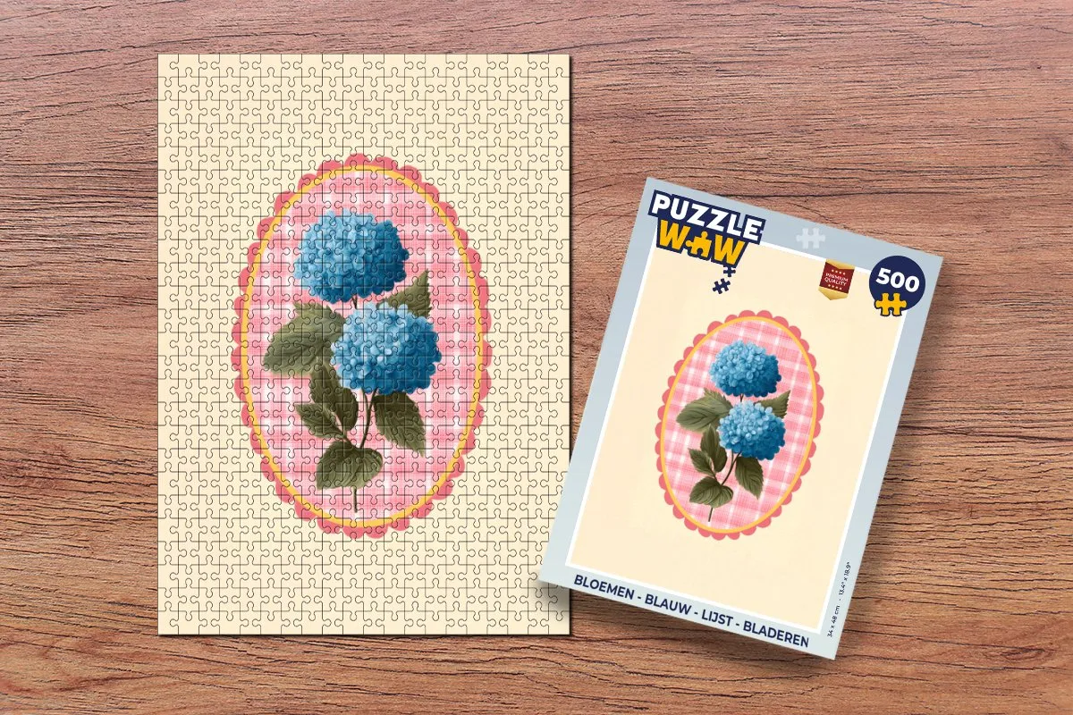 PuzzleWow Bloemen Legpuzzel 500 Stuks - Blauwe Lijst