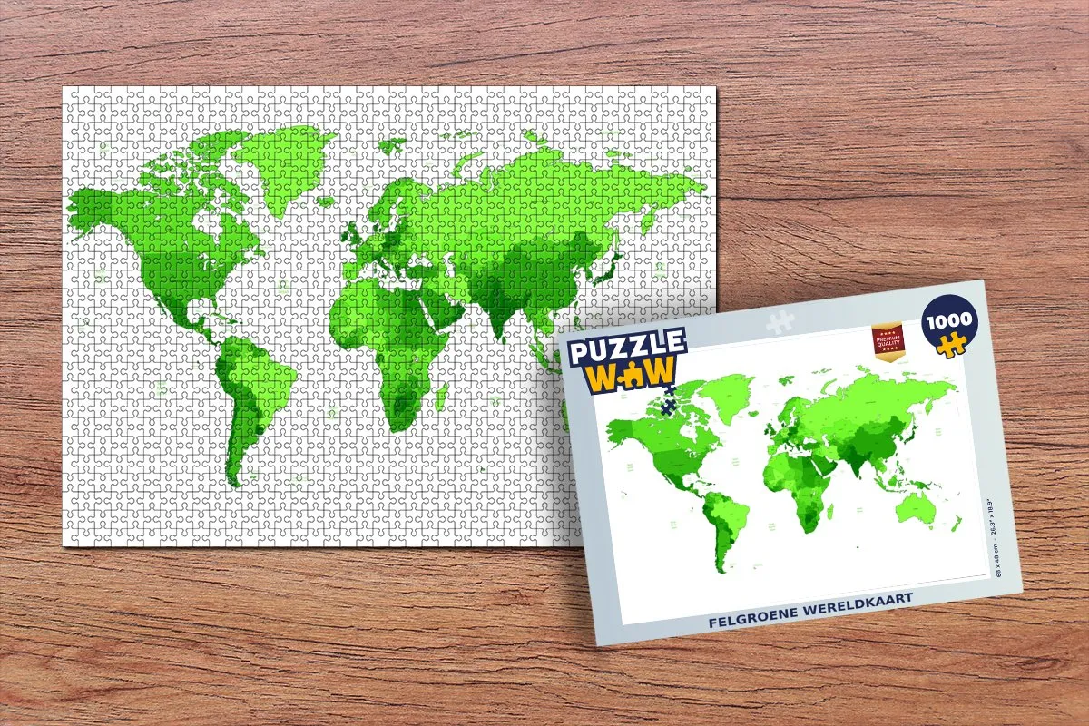 PuzzleWow Wereldkaart Legpuzzel 1000 Stuks - Multicolor