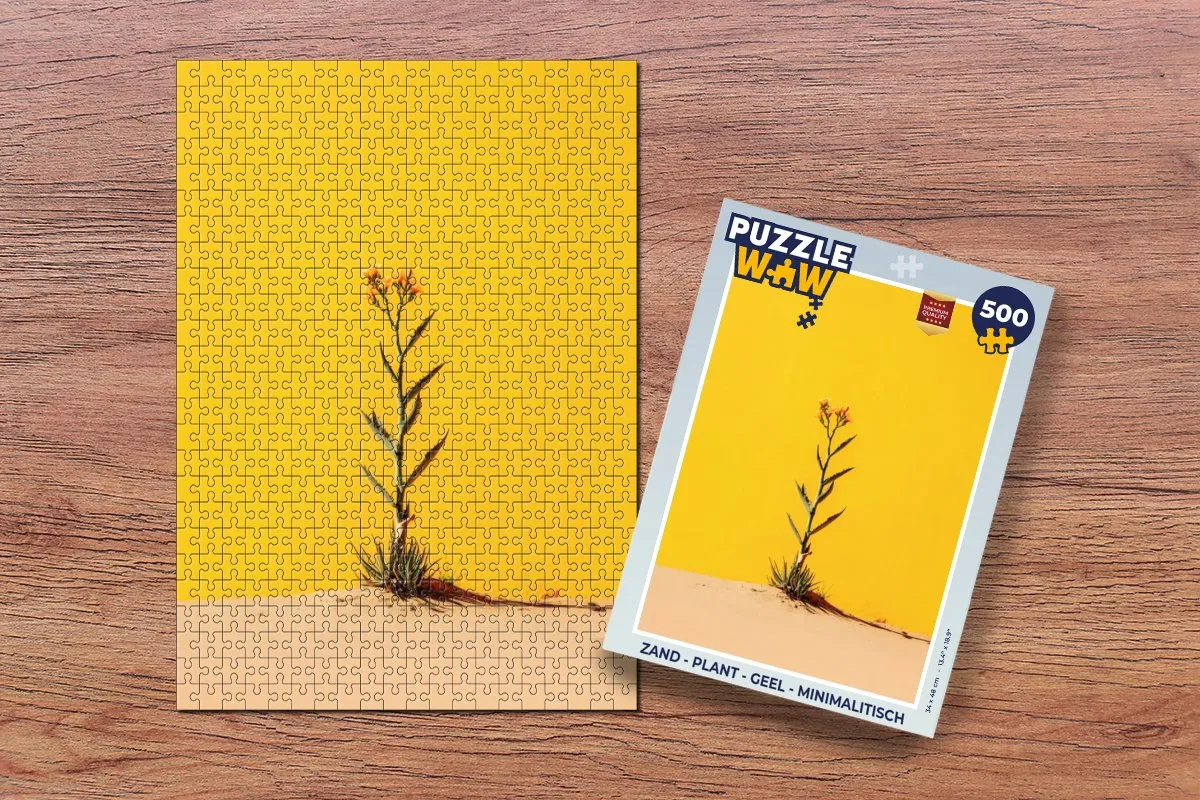 PuzzleWow Minimalistische Zandplant Legpuzzel 500 Stuks - Geel