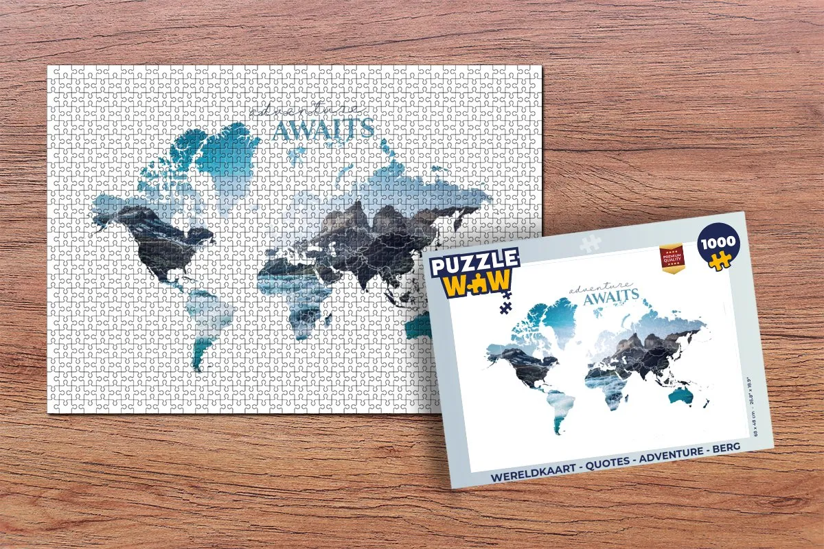 PuzzleWow Wereldkaart Adventure Legpuzzel 1000 Stuks - Multicolor