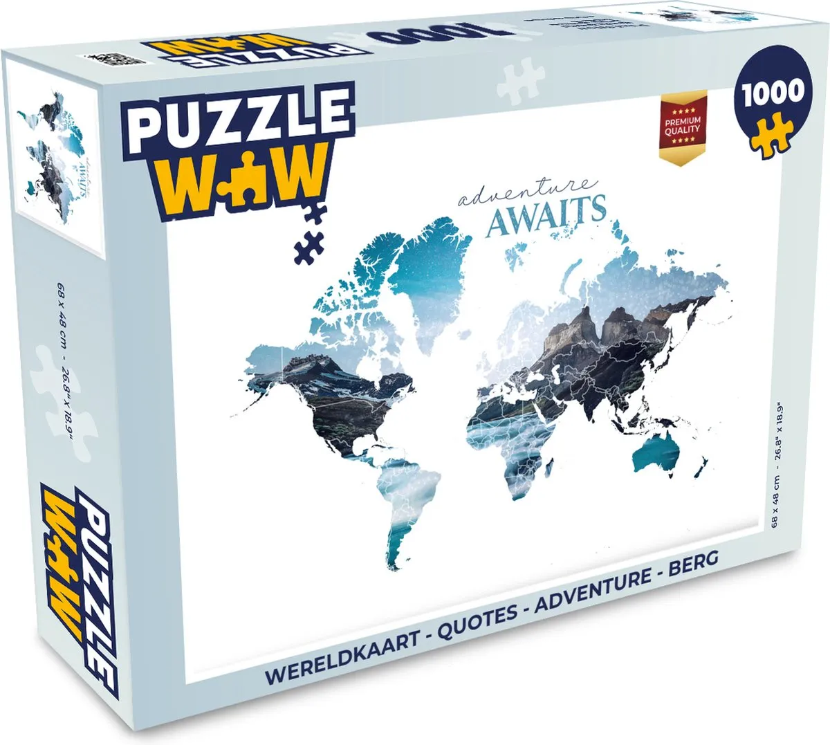 PuzzleWow Wereldkaart Adventure Legpuzzel 1000 Stuks