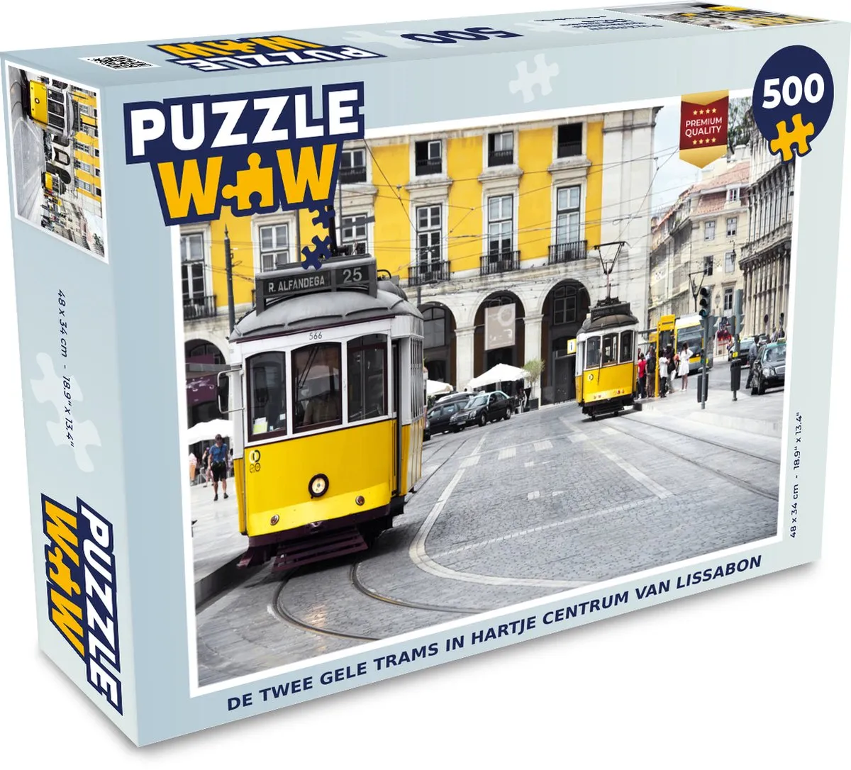 PuzzleWow Legpuzzel Lissabon Trams 500 Stuks - Multicolor