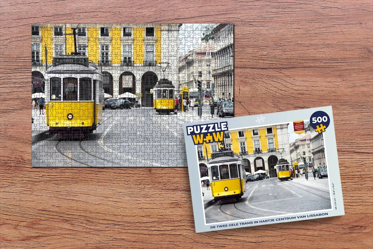 PuzzleWow Legpuzzel Lissabon Trams 500 Stuks - Multicolor