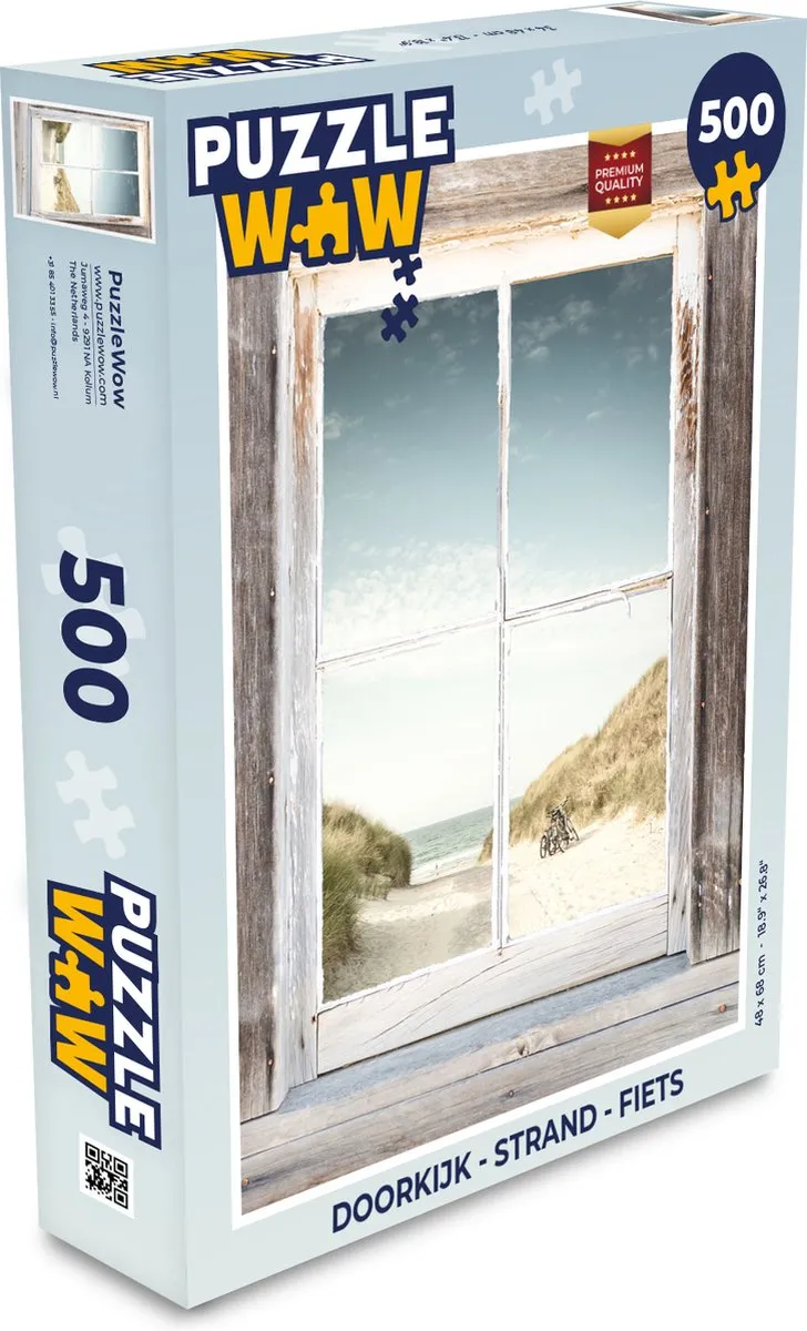 PuzzleWow Doorkijk Strand Fiets Legpuzzel 500 Stuks - Multicolor