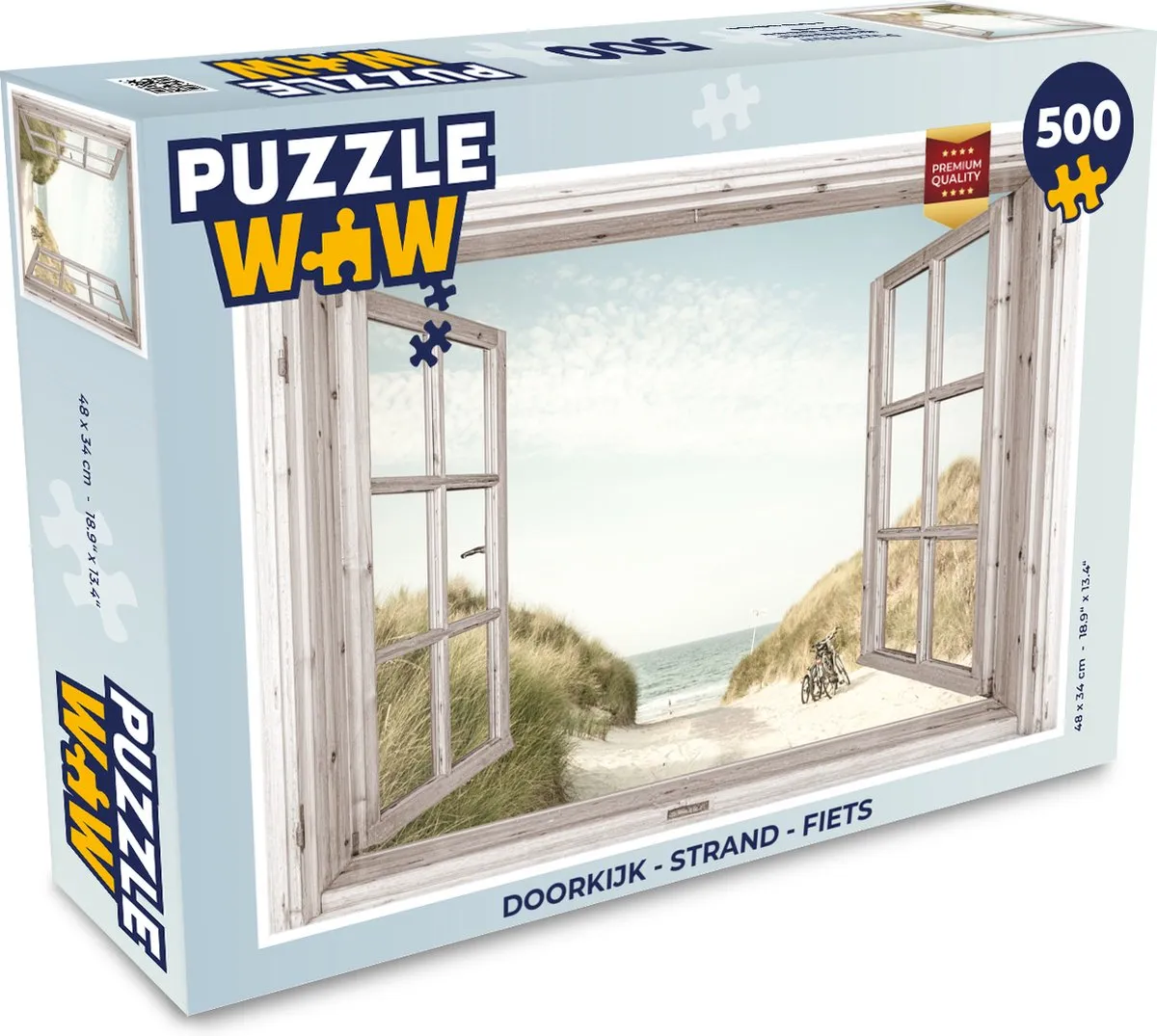 PuzzleWow Doorkijk Strand Fiets Legpuzzel 500 Stuks