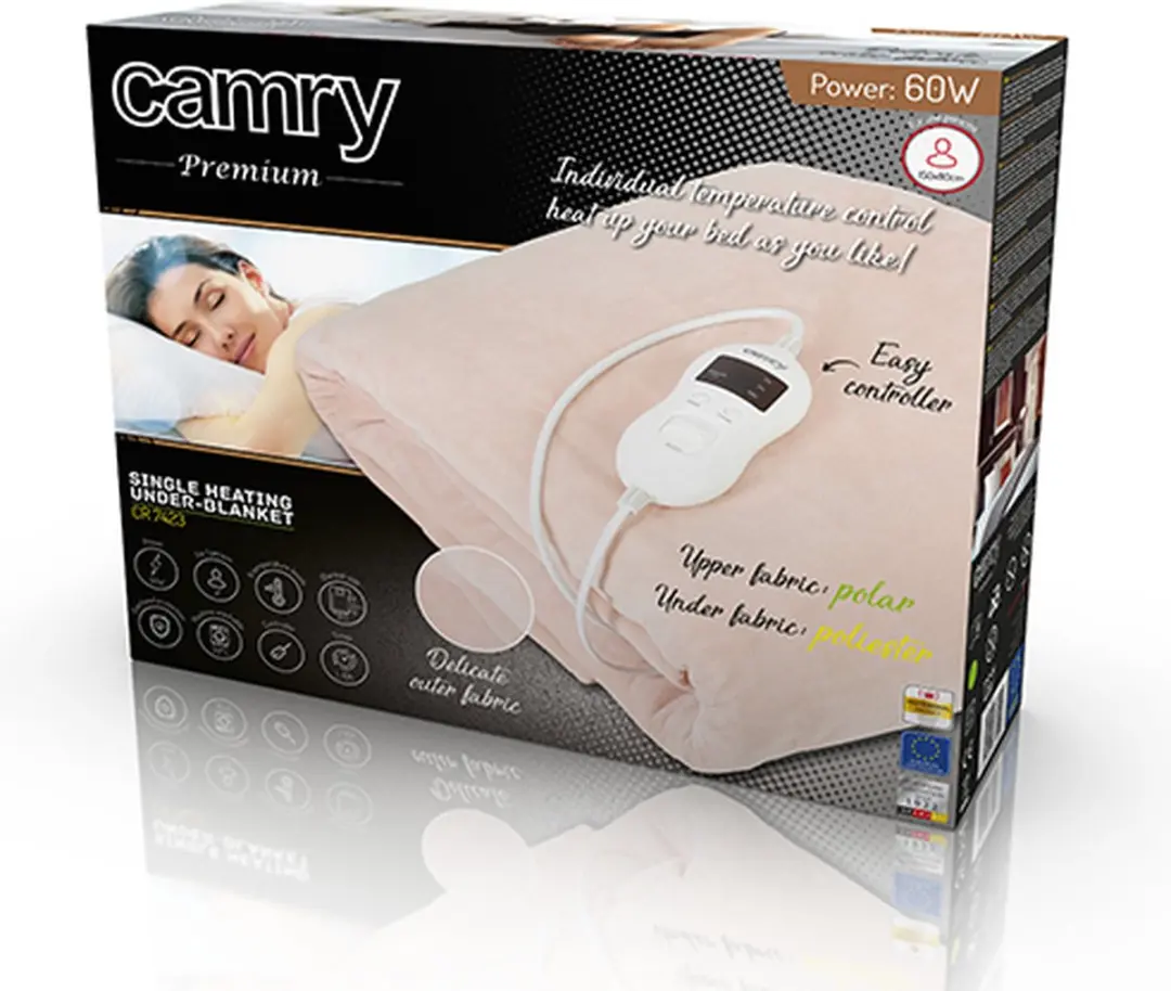 Camry 7423 Elektrische Onderdeken - 60W - 1 Persoons - Beige - afbeelding 6 van 6