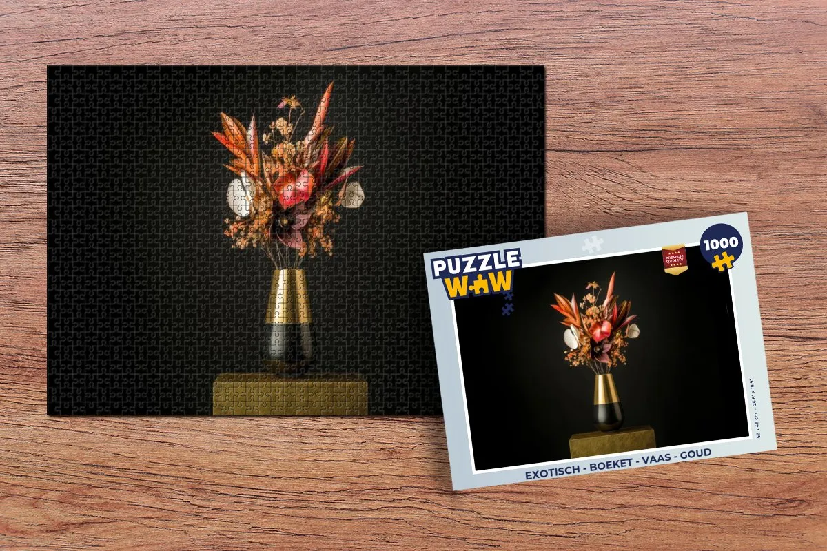 PuzzleWow Exotisch Boeket Legpuzzel 1000 Stuks - Goud