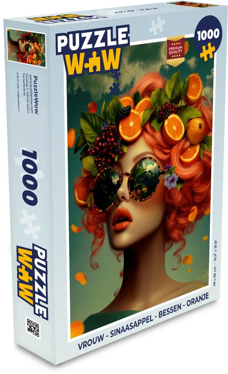 PuzzleWow Legpuzzel 1000 Stuks - Vrouw Sinaasappel Oranje