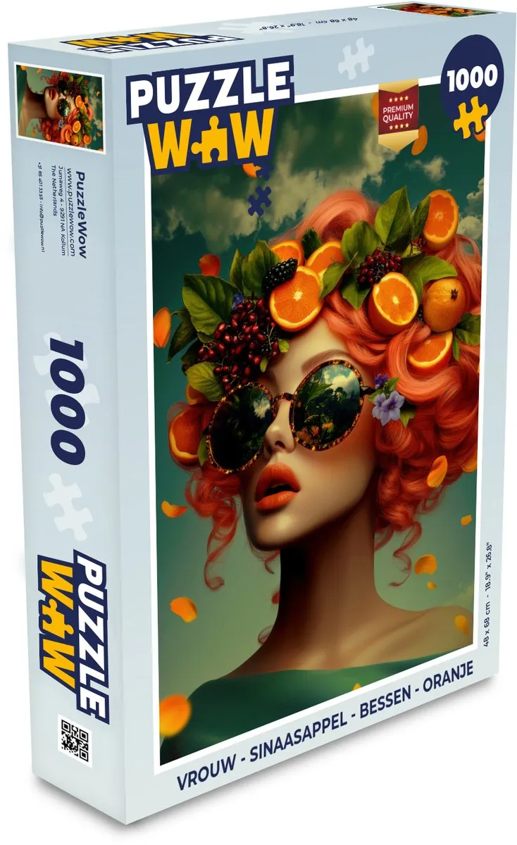PuzzleWow Legpuzzel 1000 Stuks - Vrouw Sinaasappel Oranje