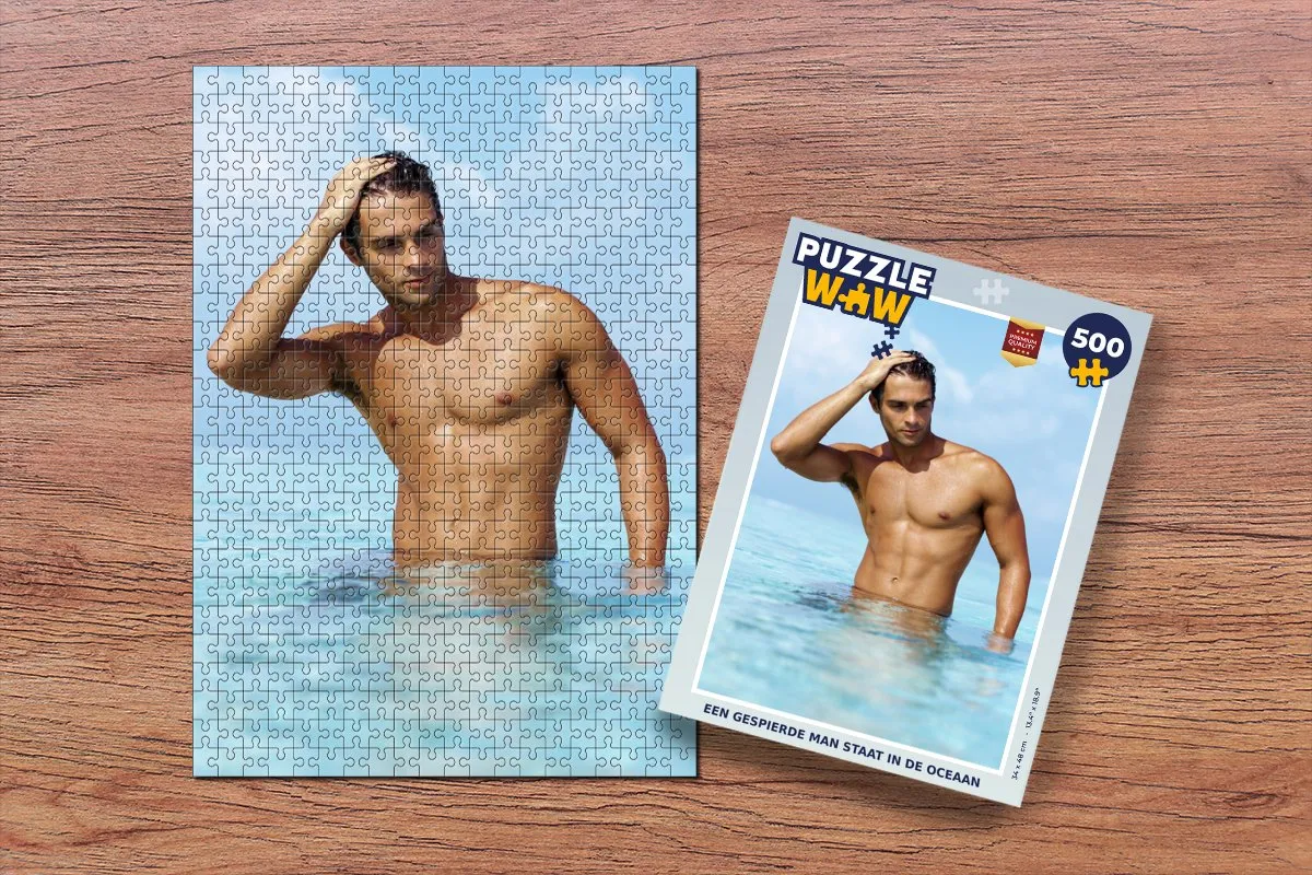 PuzzleWow Legpuzzel 500 Stuks - Gespierde Man in Oceaan Multicolor
