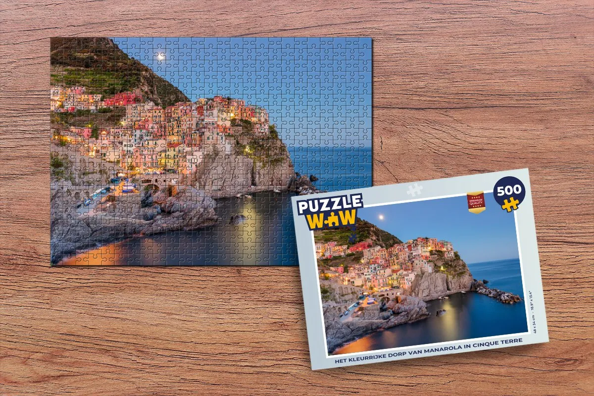 PuzzleWow Het Kleurrijke Dorp van Manarola Legpuzzel 500 Stuks - Multicolor