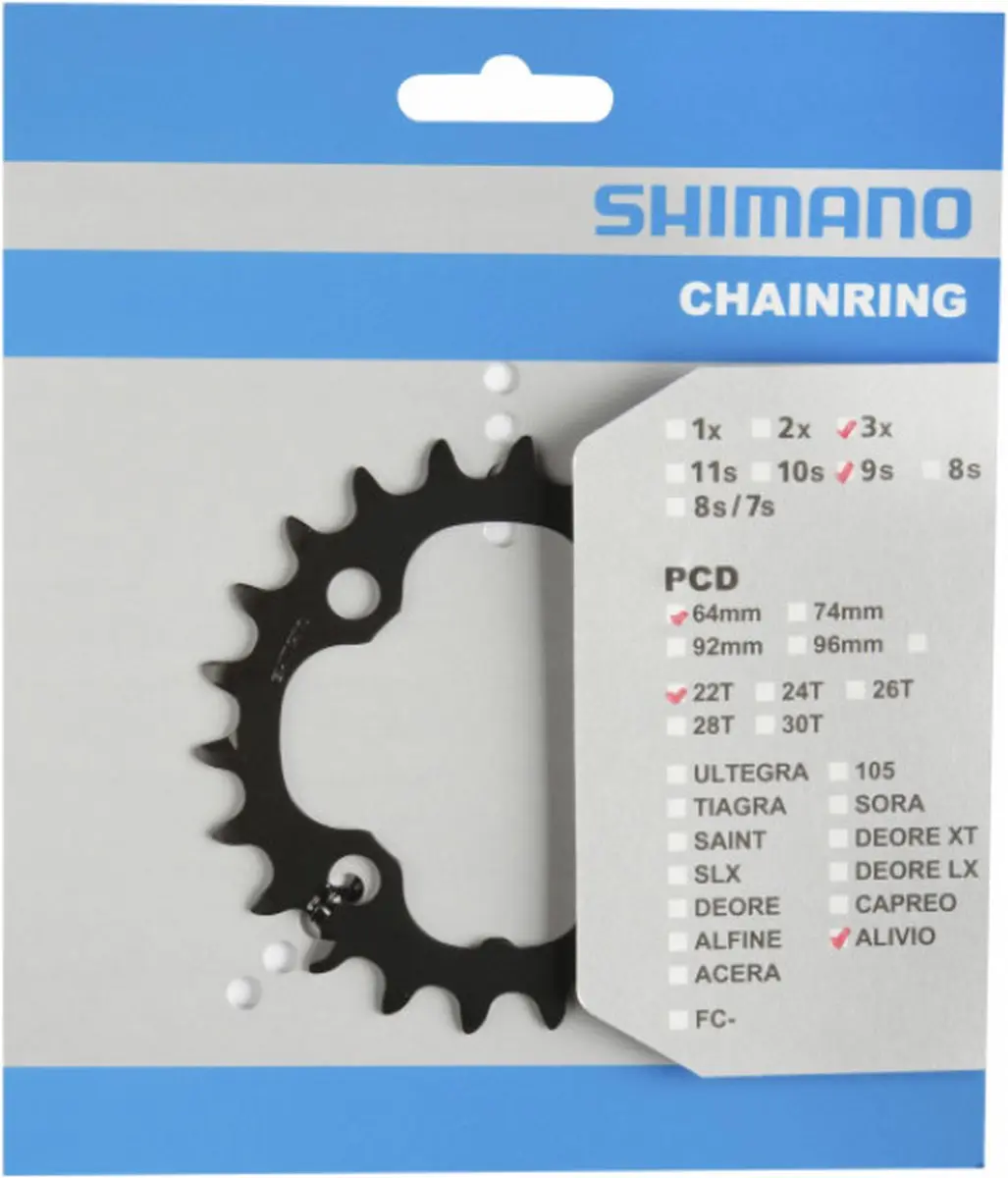 Shimano Deore FC-M590 Kettingblad 22T - 4-Gaats - 9-Speed - Zwart - afbeelding 3 van 6
