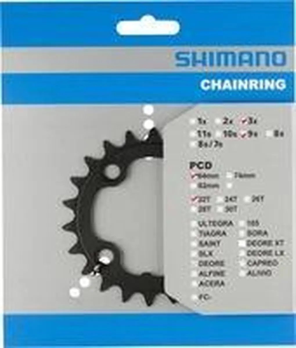 Shimano Deore FC-M590 Kettingblad 22T - 4-Gaats - 9-Speed - Zwart - afbeelding 6 van 6