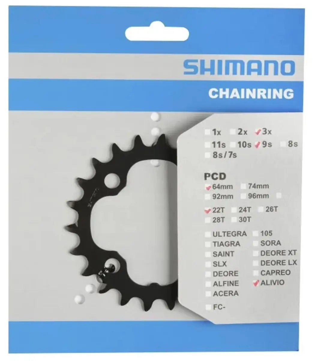 Shimano Deore FC-M590 Kettingblad 22T - 4-Gaats - 9-Speed - Zwart - afbeelding 5 van 6