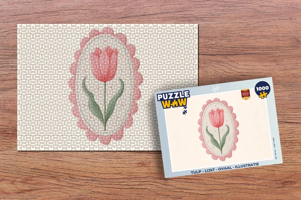 PuzzleWow Tulp Illustratie Puzzel 1000 Stuks - Ovaal