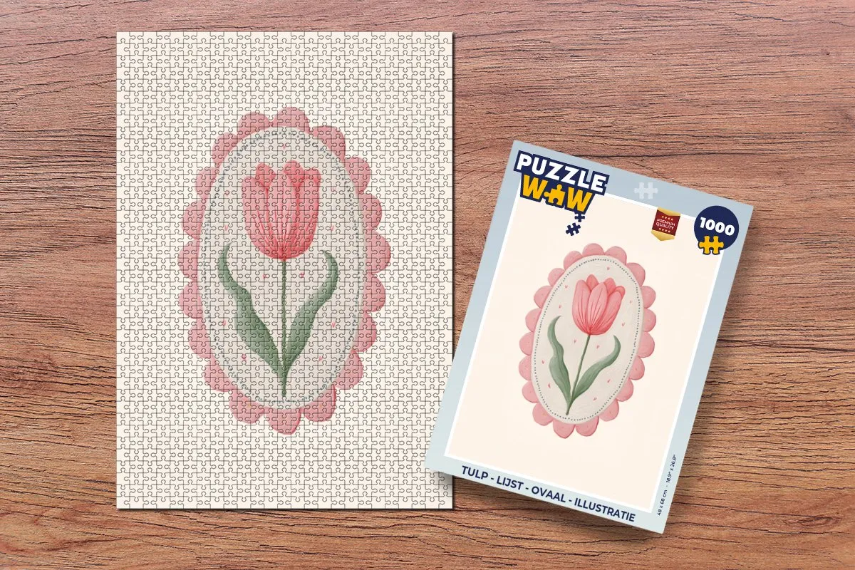 PuzzleWow Tulp Illustratie Puzzel 1000 Stuks - Ovaal