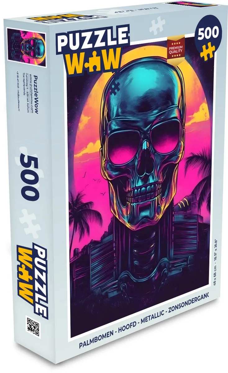 PuzzleWow Metallic Palmbomen Legpuzzel 500 Stuks - Zonsondergang