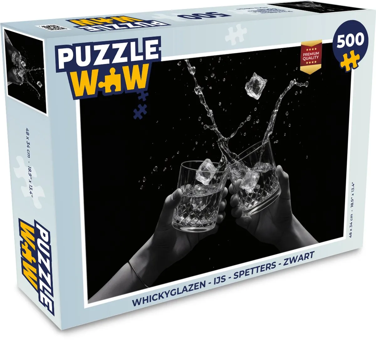 PuzzleWow Whickyglazen IJs Spetters Legpuzzel 500 Stuks - Zwart