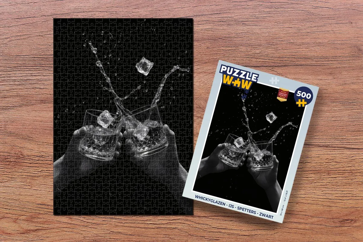 PuzzleWow Whickyglazen IJs Spetters Legpuzzel 500 Stuks - Zwart