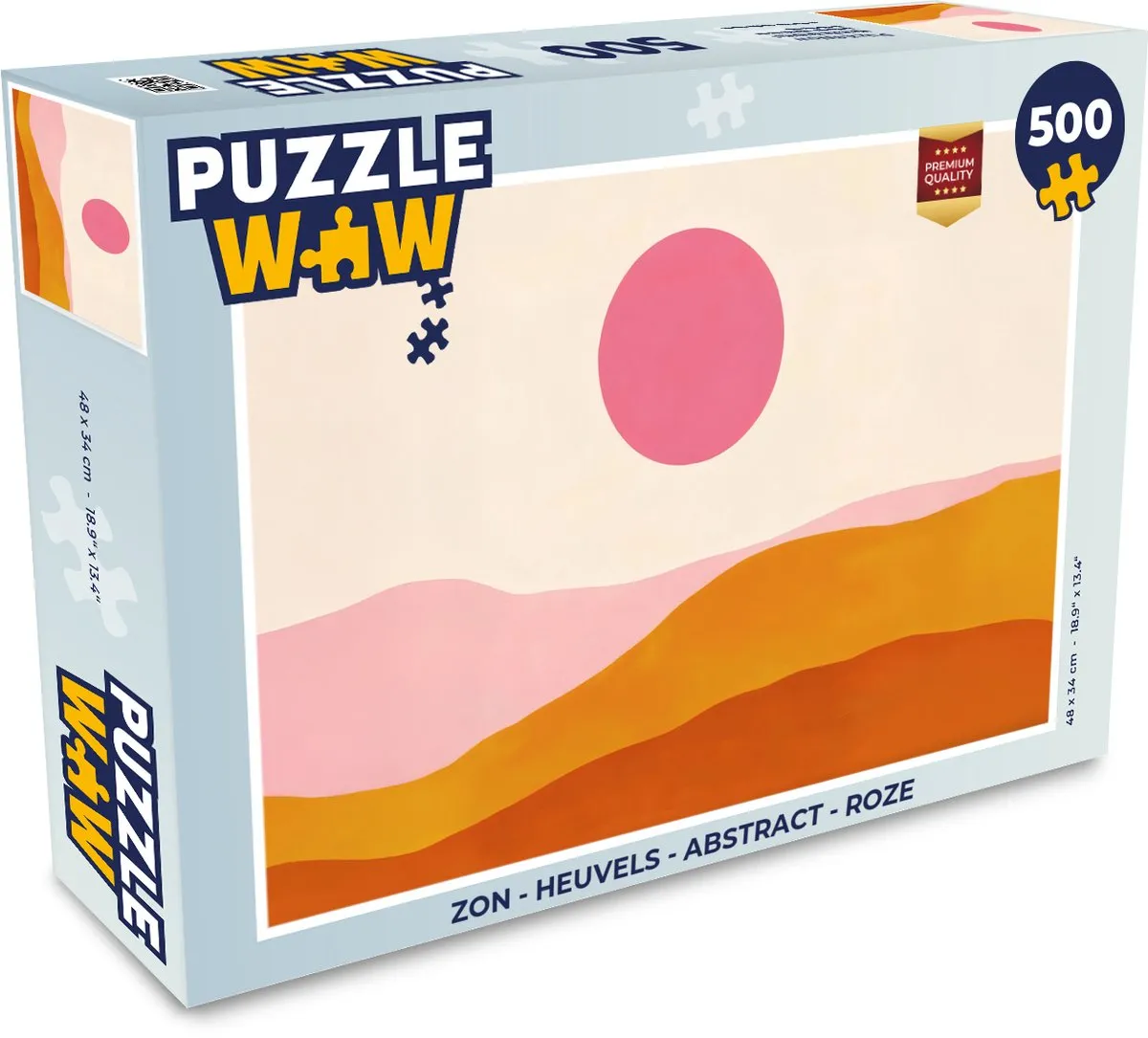 PuzzleWow Abstract Legpuzzel 500 Stuks - Roze Heuvels & Zon