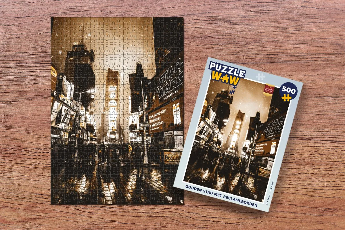 PuzzleWow Gouden Stad Mensen Legpuzzel 500 Stuks - Multicolor