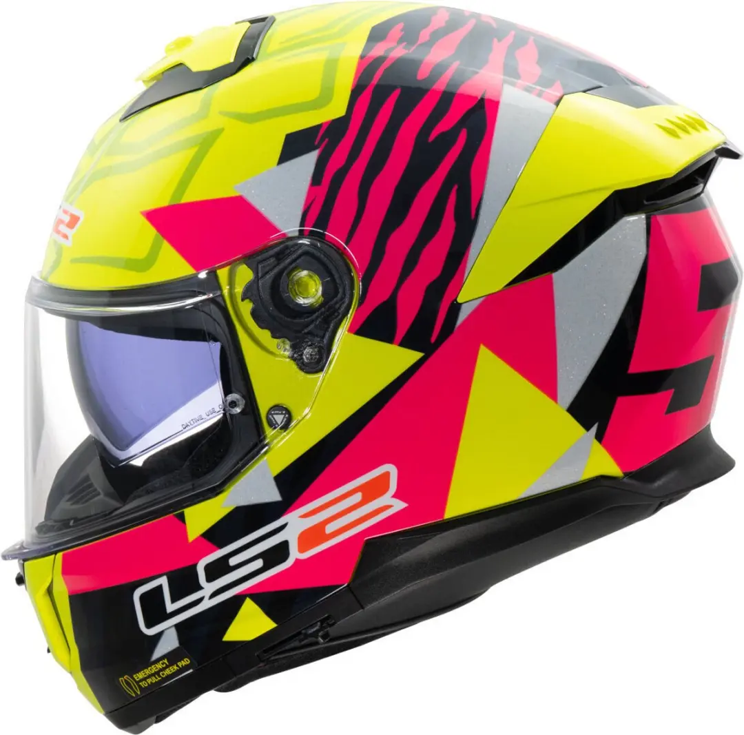 LS2 FF808 Stream II Tiger H-V Geel Roze 06 Integraalhelm
