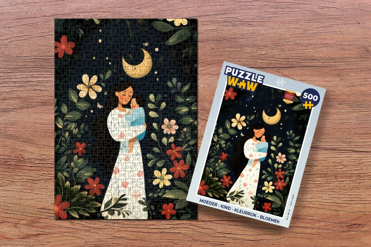 PuzzleWow Moeder & Kind Bloemen Legpuzzel 500 Stuks