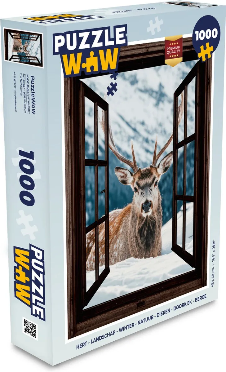 PuzzleWow Hert Landschap Legpuzzel 1000 Stuks - Bergen