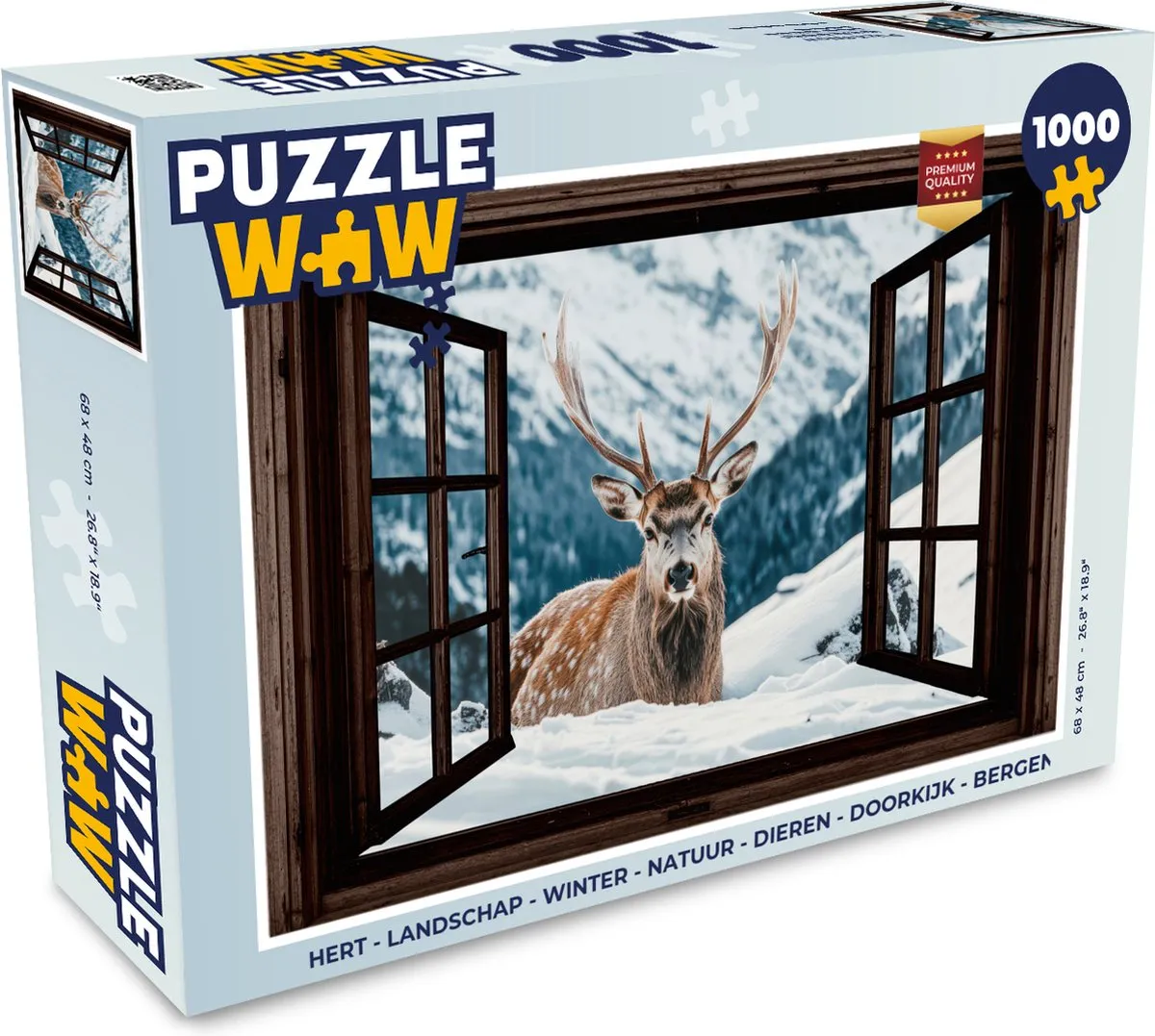PuzzleWow Hert Landschap Legpuzzel 1000 Stuks - Bergen