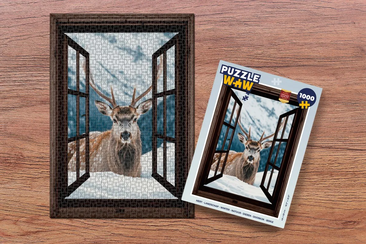 PuzzleWow Hert Landschap Legpuzzel 1000 Stuks - Bergen