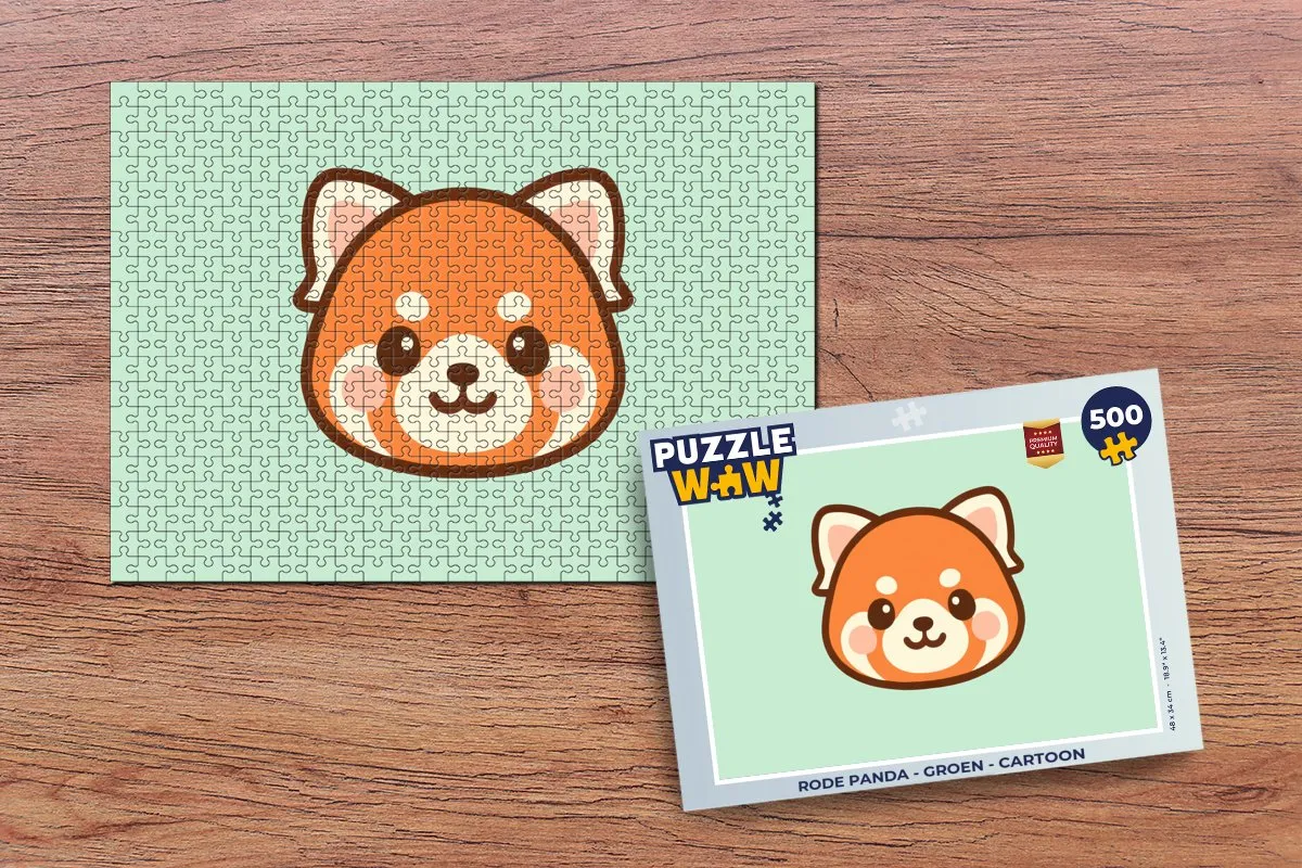 PuzzleWow Rode Panda Legpuzzel 500 Stuks - Groen