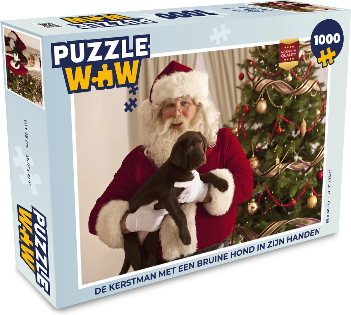 PuzzleWow Legpuzzel De Kerstman met Bruine Hond 1000 Stuks