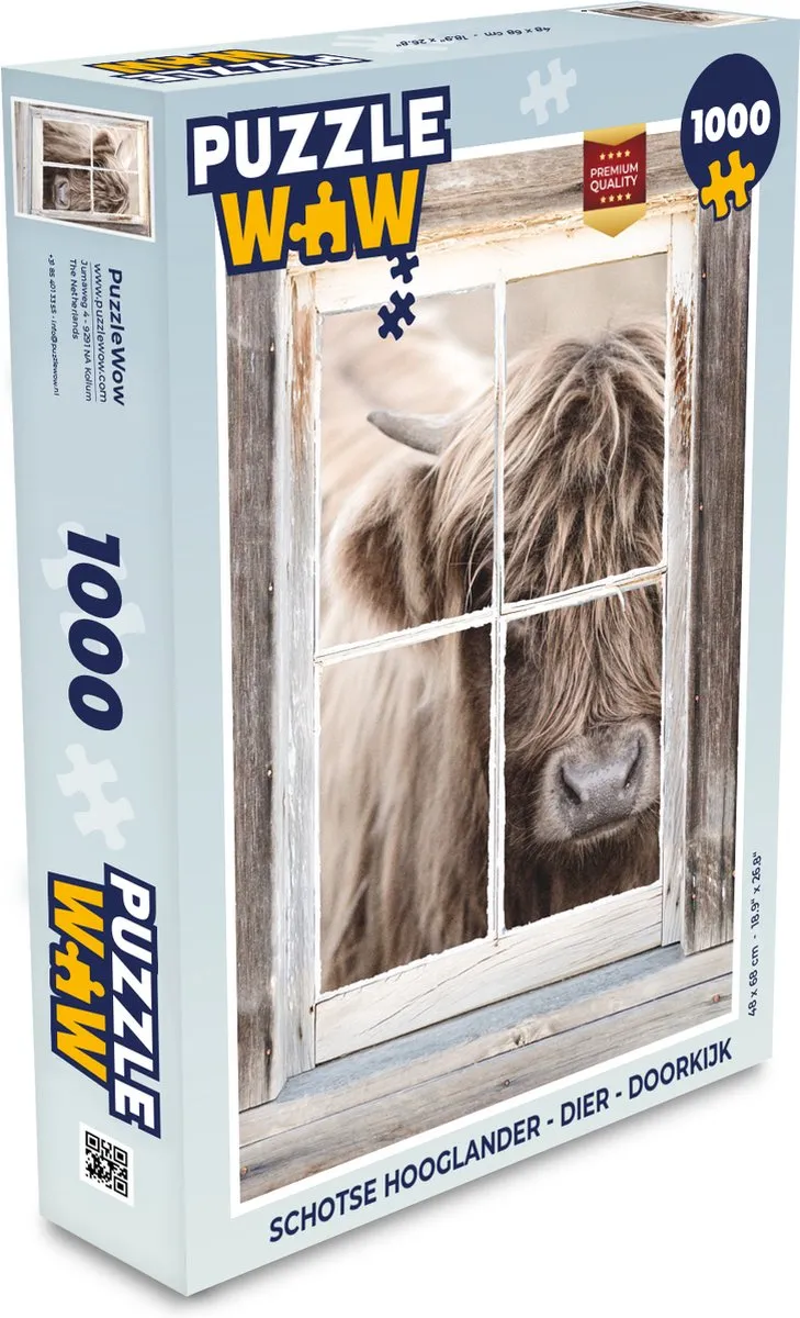 PuzzleWow Schotse Hooglander Legpuzzel 1000 Stuks - Multicolor