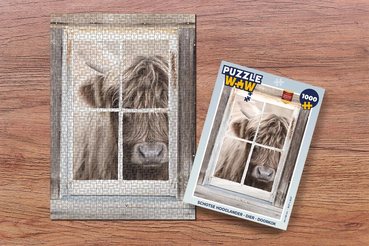 PuzzleWow Schotse Hooglander Legpuzzel 1000 Stuks - Multicolor