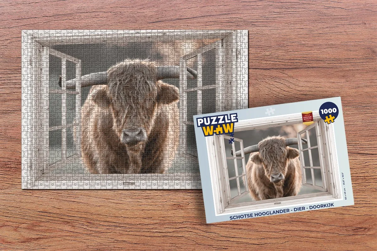 PuzzleWow Schotse Hooglander Legpuzzel 1000 Stuks - Multicolor