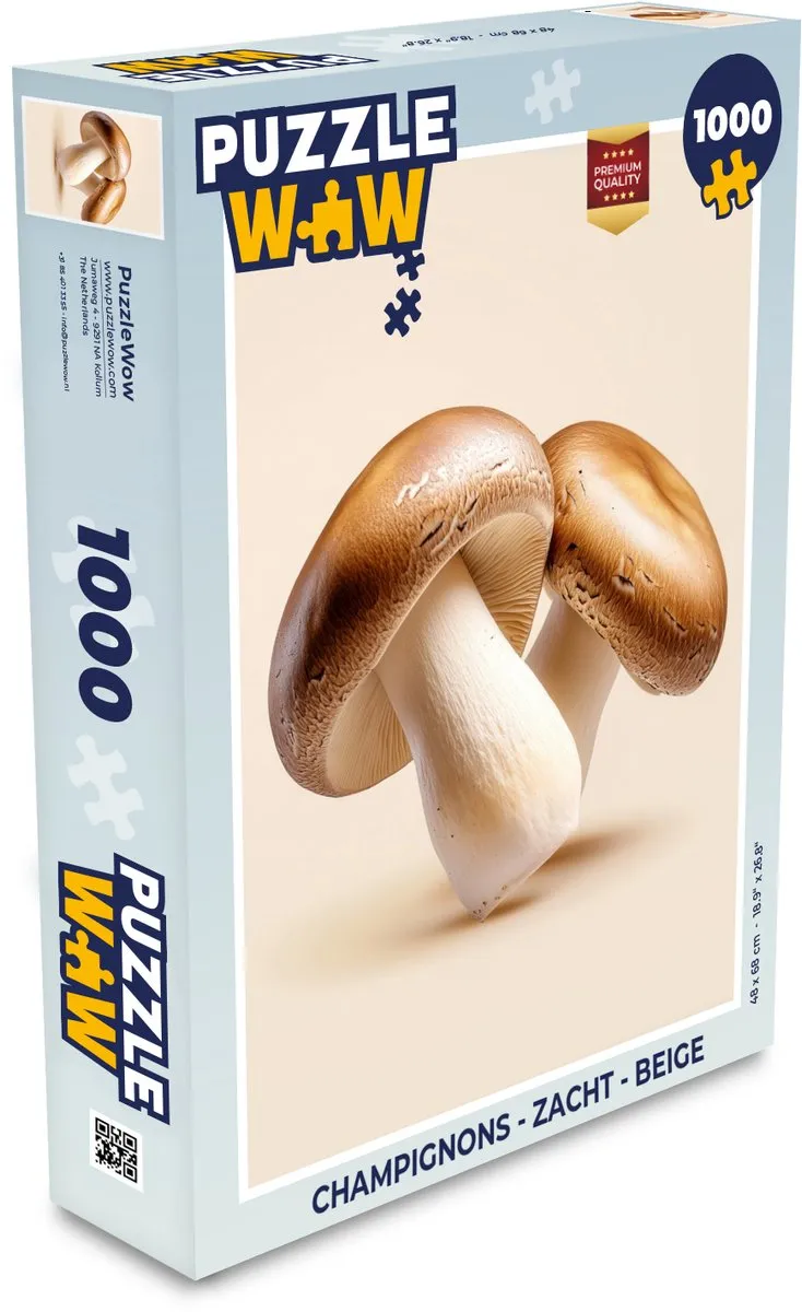 PuzzleWow Champignons Legpuzzel 1000 Stuks - Beige
