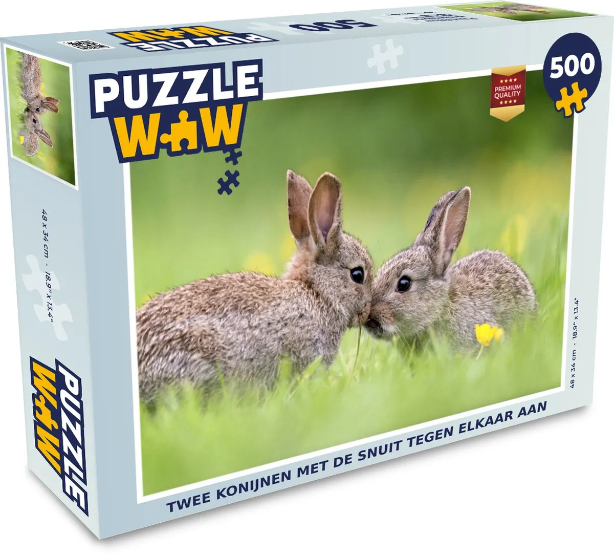PuzzleWow Legpuzzel Twee Konijnen 500 Stuks