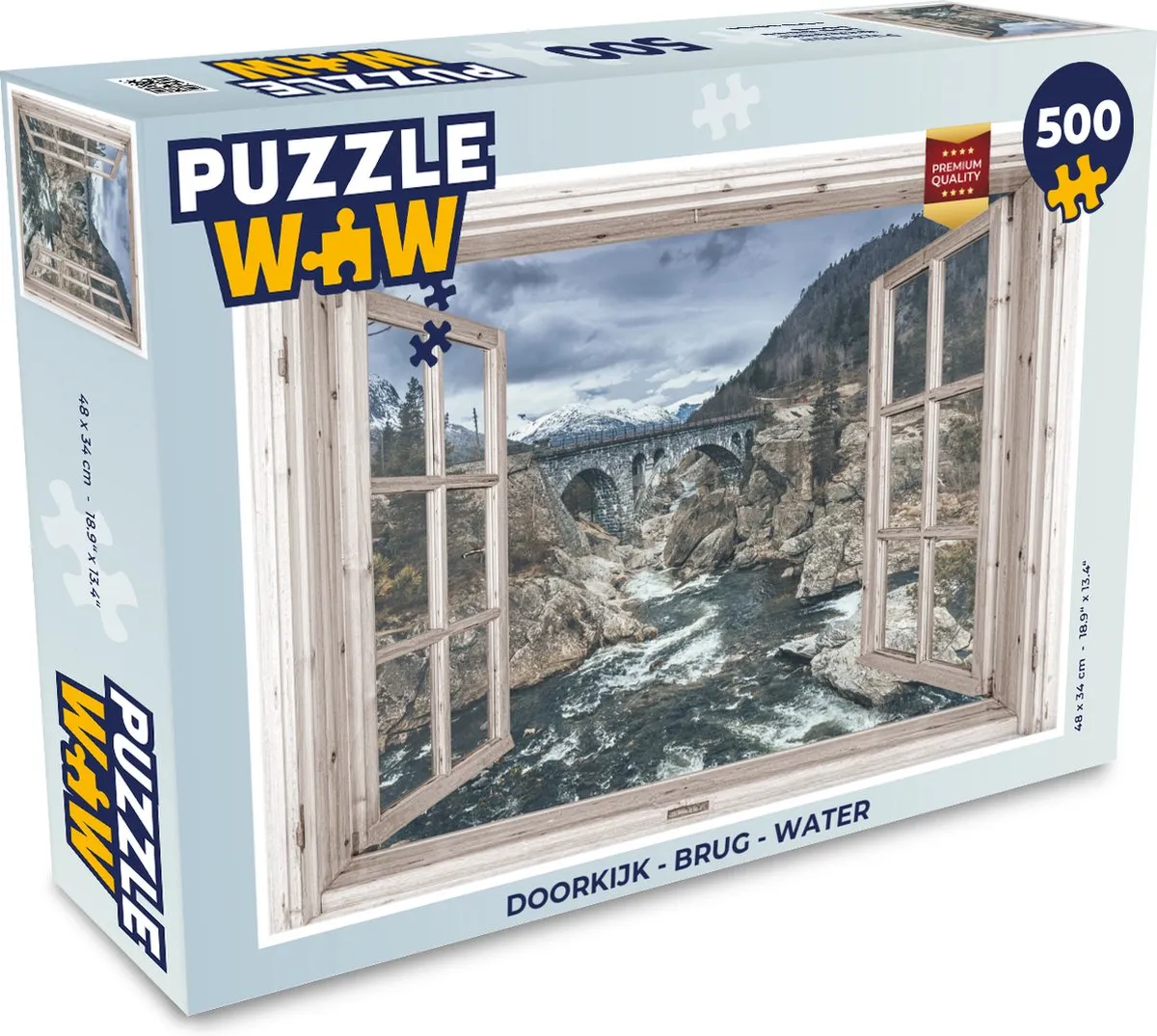 PuzzleWow Doorkijk Brug Water Legpuzzel 500 Stuks - Multicolor